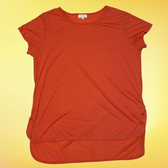 BOBBIE Brooks Red High Low Short Sleeve Blouse - Picture 10 of 11